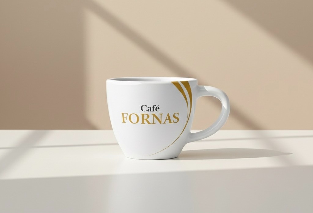 taza café fornas sobre mesa en un entorno iluminoso, representando pausas activas, reuniones y momentos compartidos en espacios de trabajo premium.